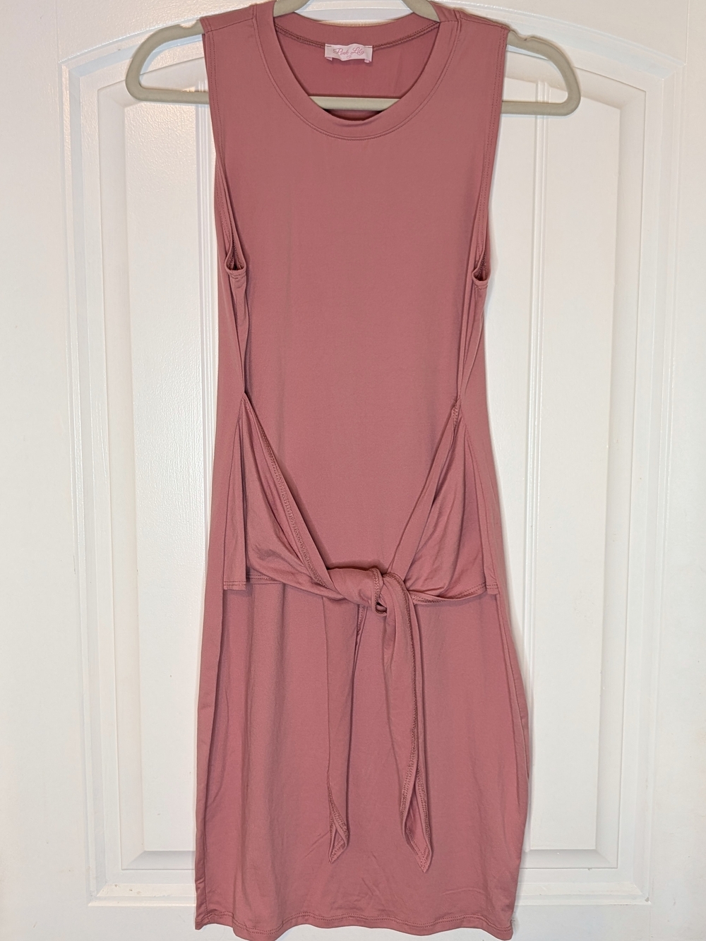 Pink Lily Pink Sleeveless Tie Front Tank Dress